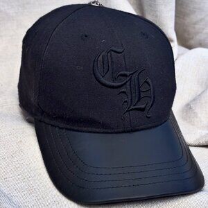 Chrome Hearts Vintage Black 'CH' Logo Cap w/ Leather Brim
